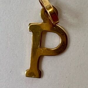14K YELLOW GOLD VINTAGE INITIAL “P” CHARM PENDANT SIGNED MK